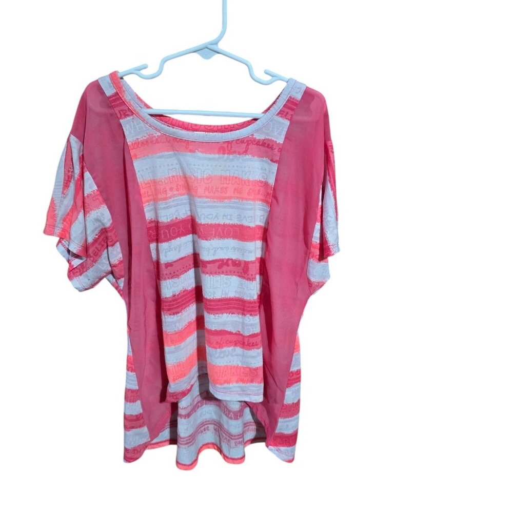 Belle du Jour Girls Pink Striped Hi Low Top Size Large